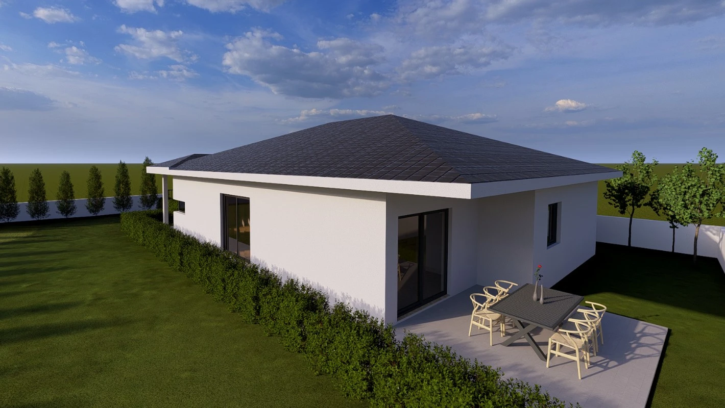 3d idejni projekat sa uredjenim dvoristem i otvorenom terasom