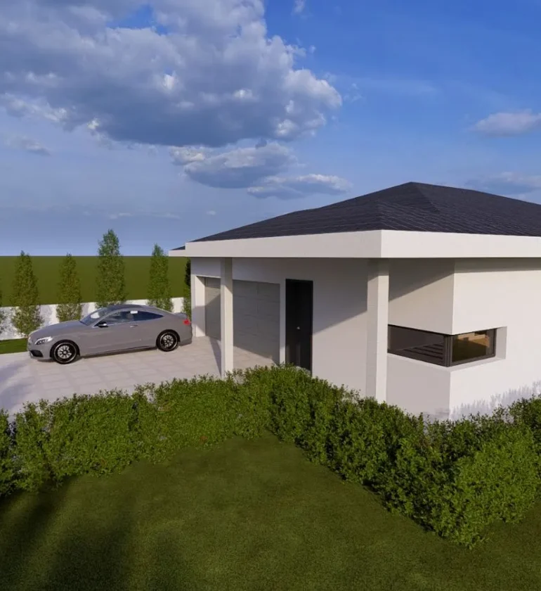 3d idejni projekat sa uredjenom bastom i automobilom