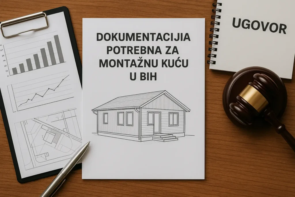 Potrebna dokumentacija za izgradnju montažne kuće u BiH – primjer urbanističke saglasnosti, glavnog projekta i građevinske dozvole.