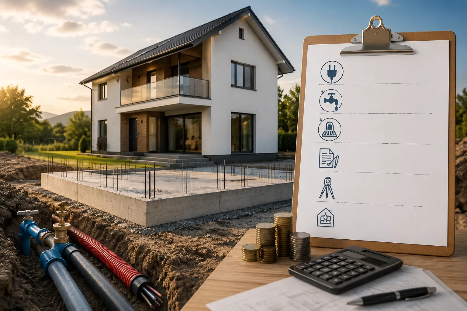 Investitor pregledava troškovnik gradnje montažne kuće uz listu komunalnih priključaka i dozvola